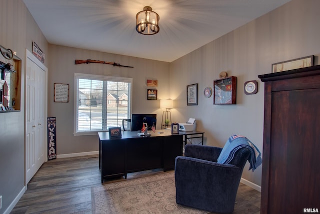 office featuring hardwood / wood-style flooring