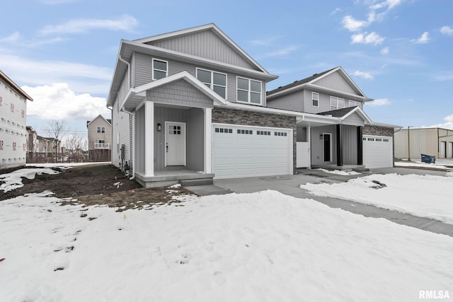 view of front of property with a garage