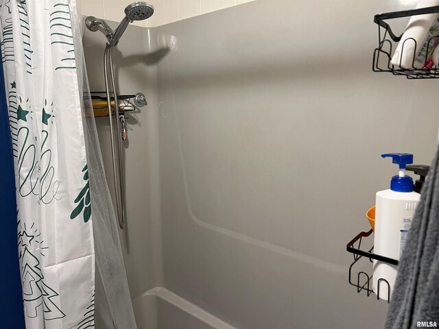 238 E Prairie St, Roodhouse, IL 62082 - bathroom with a shower with shower curtain