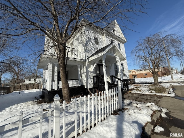 view of snow covered exterior