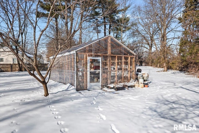 view of snow covered structure