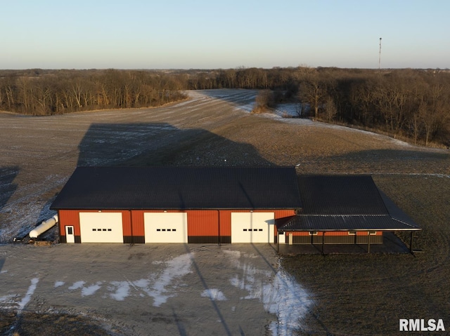 view of aerial view at dusk