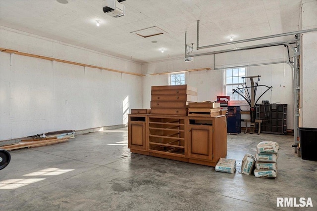 garage with a garage door opener