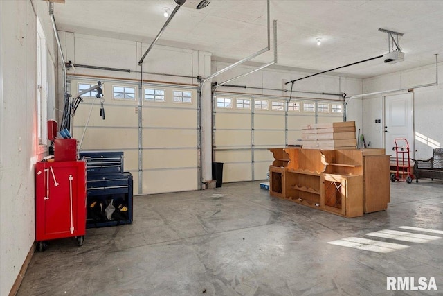 garage with a garage door opener