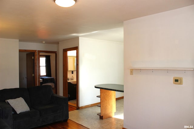 living room with hardwood / wood-style flooring