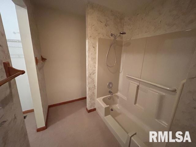 bathroom with shower / bath combination with curtain