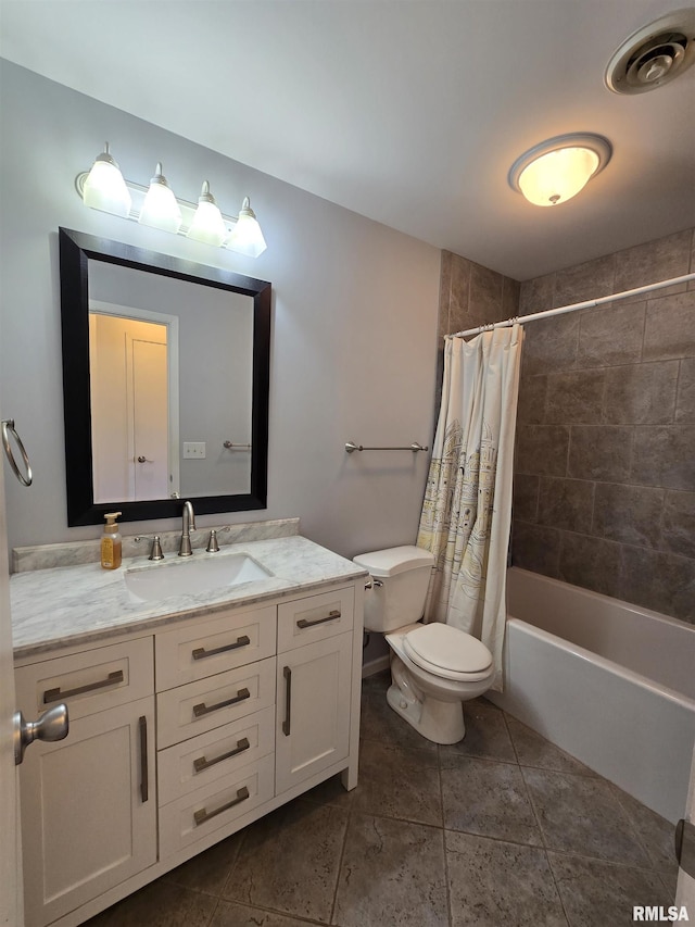 full bathroom with vanity, toilet, and shower / bath combo