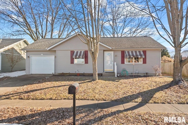 single story home featuring a garage