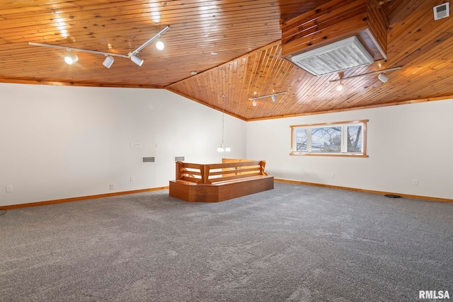 34187 E 6th Rd, Pawnee, IL 62558 - additional living space featuring wooden ceiling, baseboards, and vaulted ceiling