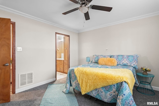 34187 E 6th Rd, Pawnee, IL 62558 - bedroom with visible vents, ornamental molding, baseboards, and light carpet
