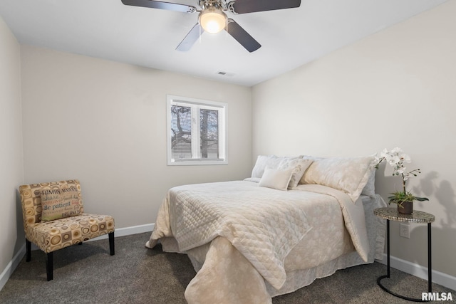 34187 E 6th Rd, Pawnee, IL 62558 - carpeted bedroom with baseboards, a ceiling fan, and visible vents