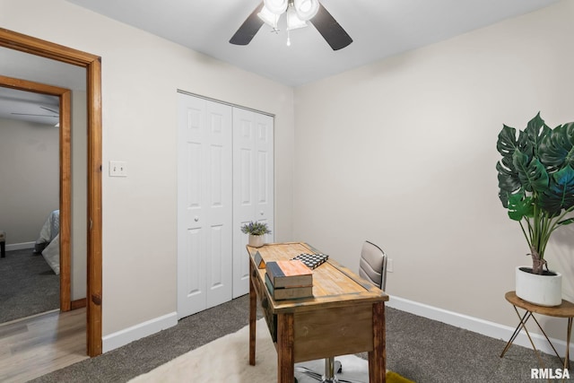 34187 E 6th Rd, Pawnee, IL 62558 - carpeted office space with baseboards and ceiling fan