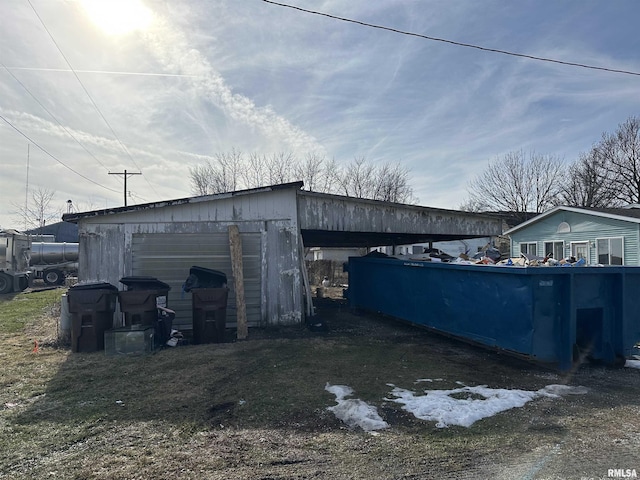 exterior space with a garage