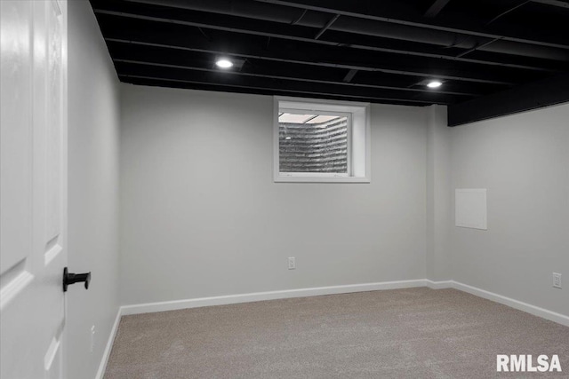 basement featuring carpet floors