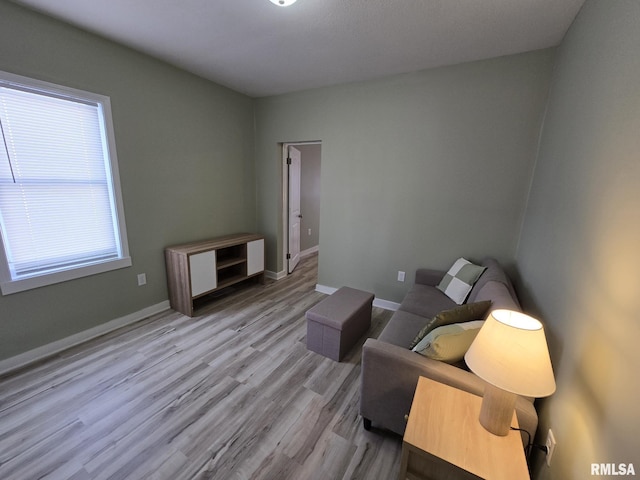 living area with light hardwood / wood-style floors