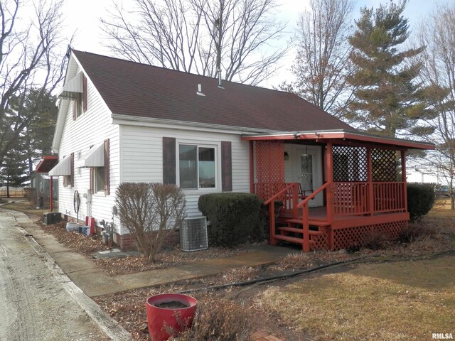 view of front of home with central AC