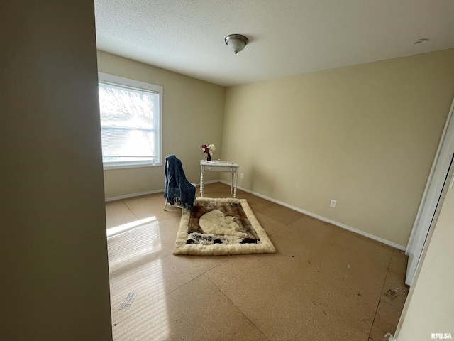 interior space with a textured ceiling