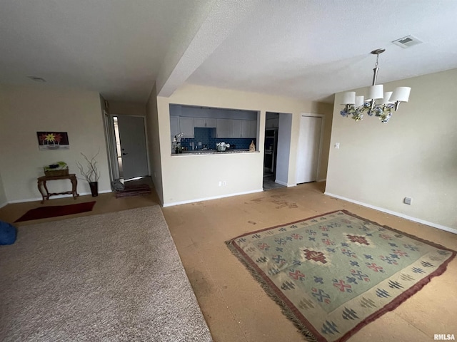 interior space with a notable chandelier