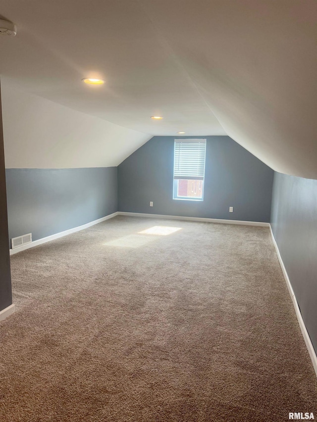 additional living space with carpet and lofted ceiling