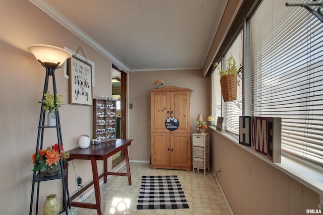 interior space featuring ornamental molding