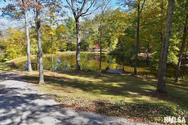 view of yard featuring a water view