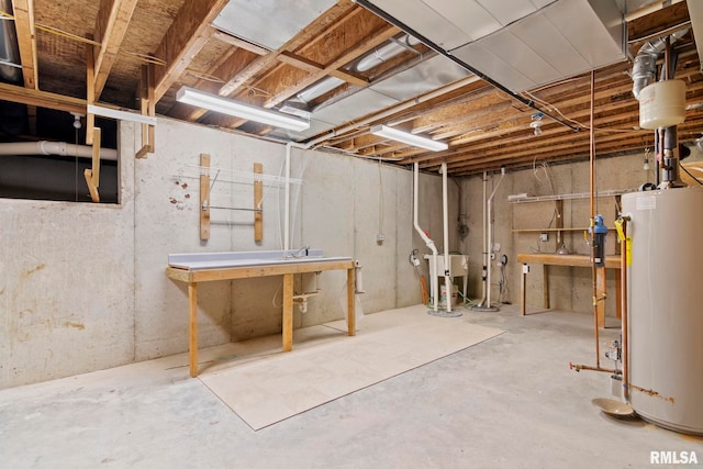 basement with water heater