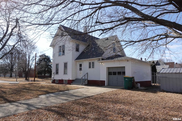 exterior space featuring a garage