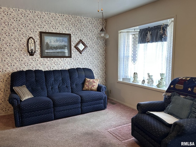 living room with carpet floors