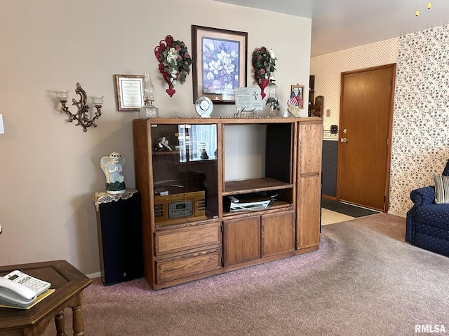 living room featuring carpet floors