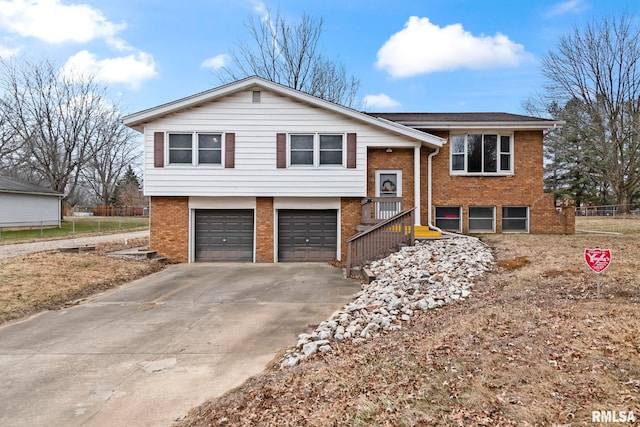 split foyer home featuring a garage