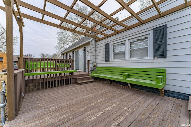 wooden terrace with a pergola