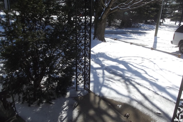 view of yard covered in snow