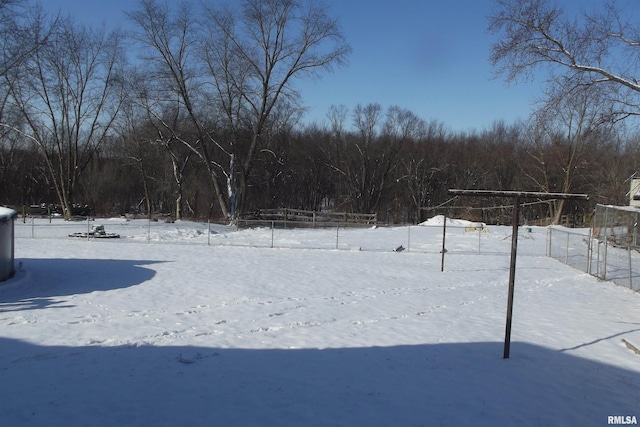 view of yard covered in snow