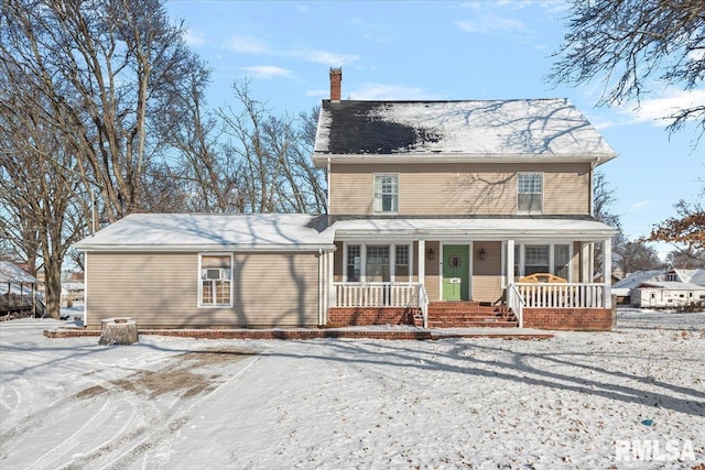 front facade with a porch