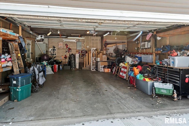 garage with electric panel