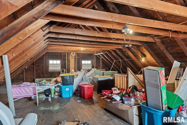 view of unfinished attic