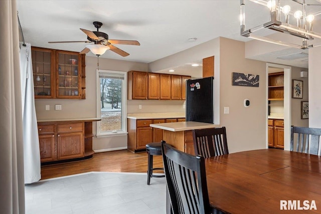 dining area featuring ceiling fan