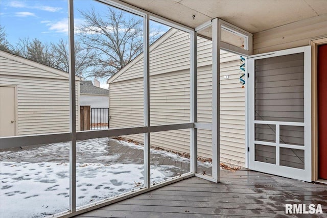 view of unfurnished sunroom