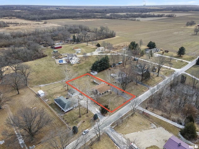 bird's eye view featuring a rural view