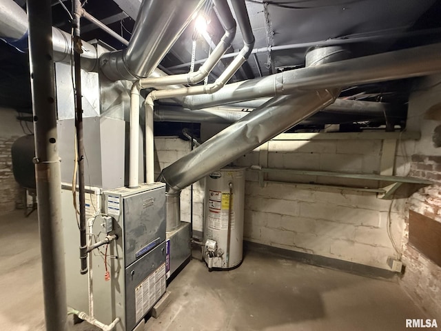 utility room with gas water heater