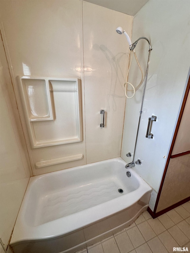 bathroom featuring shower / bath combination and tile patterned flooring