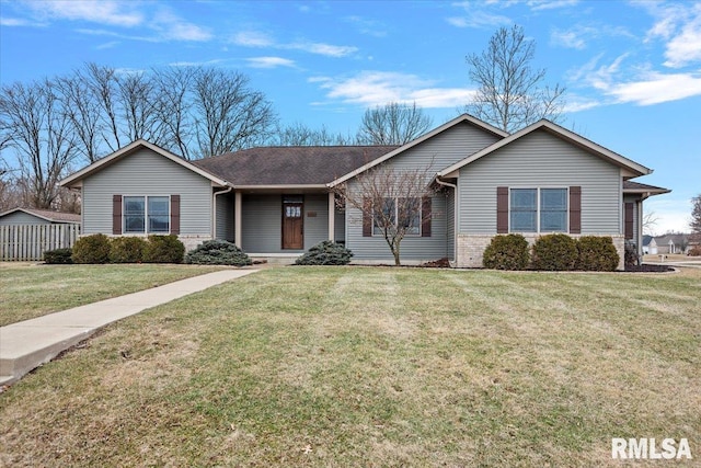 single story home with a front yard