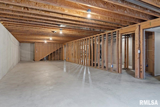 view of unfinished basement