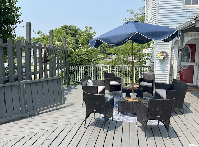 102 W Lorton St, Roodhouse, IL 62082 - wooden deck with outdoor lounge area