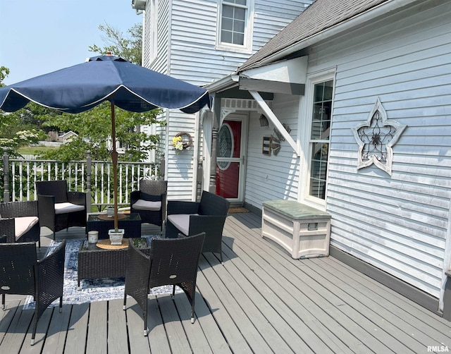102 W Lorton St, Roodhouse, IL 62082 - wooden deck with outdoor lounge area