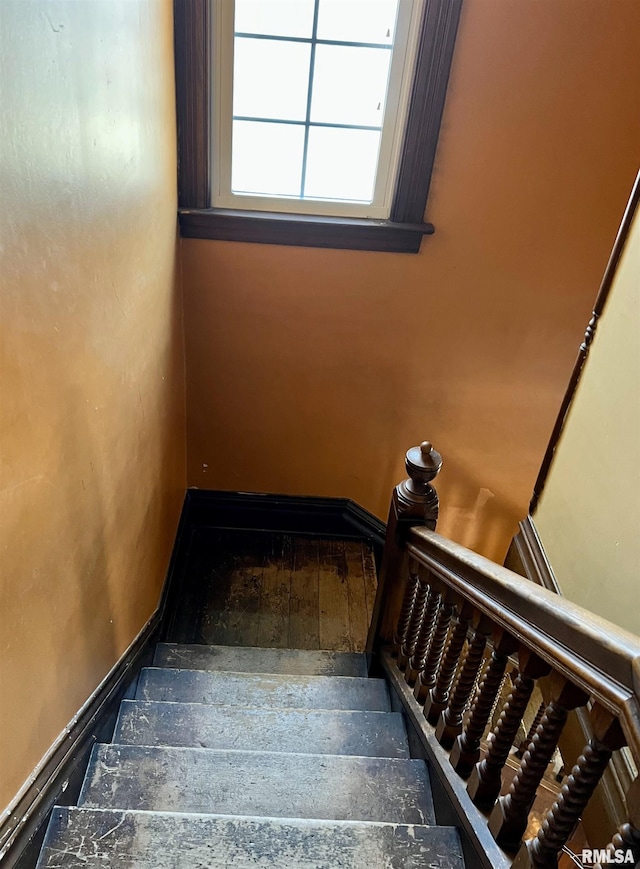 102 W Lorton St, Roodhouse, IL 62082 - staircase with hardwood / wood-style floors