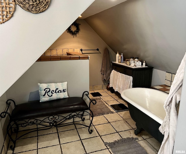 102 W Lorton St, Roodhouse, IL 62082 - bathroom with a freestanding tub and lofted ceiling