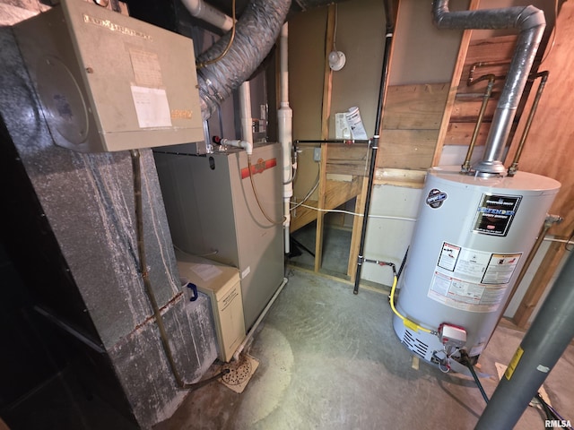 utility room featuring gas water heater