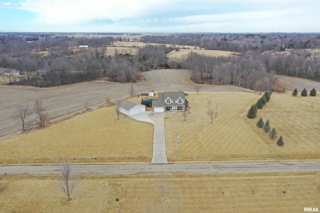 bird's eye view featuring a rural view