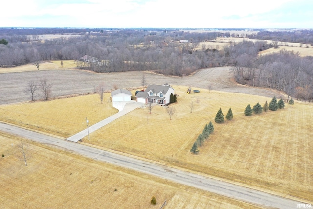 aerial view with a rural view